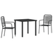 Set de Dining pentru Grădină 3 Piese Negru Sfoară de Bumbac și Oțel - WALTI WALTI