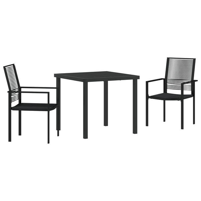 Set de dining pentru grădină 3 piese Negru Ratan PVC - WALTI WALTI
