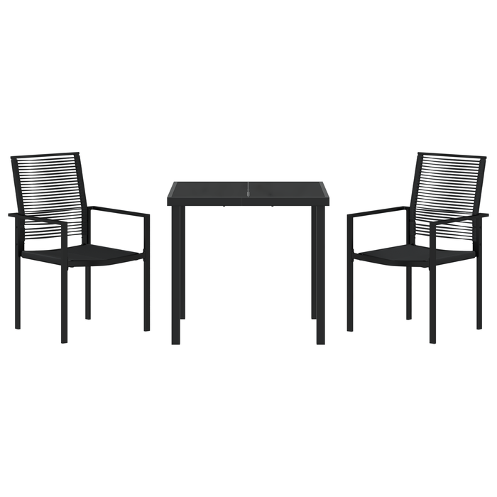Set de dining pentru grădină 3 piese Negru Ratan PVC - WALTI WALTI