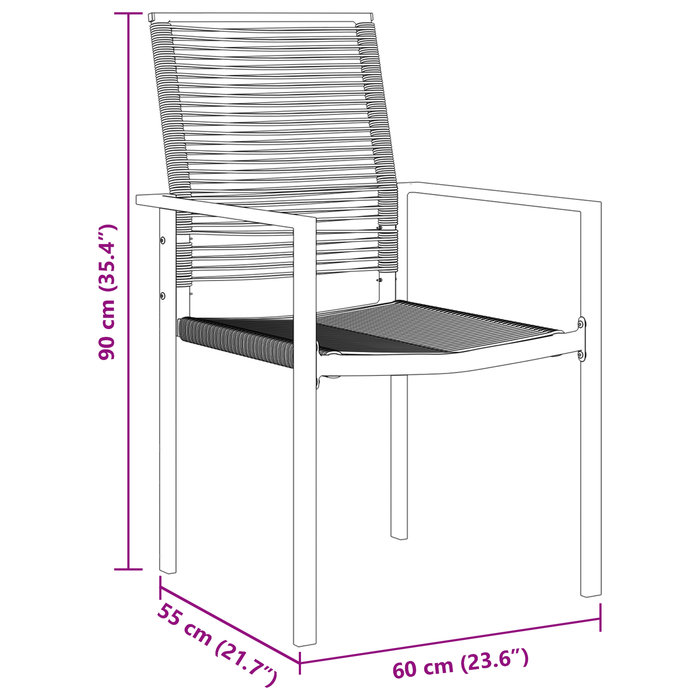 Set de dining pentru grădină 3 piese Negru Ratan PVC - WALTI WALTI