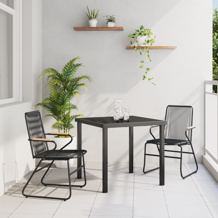 Set de dining de grădină 3 piese Negru Rattan PVC - WALTI WALTI