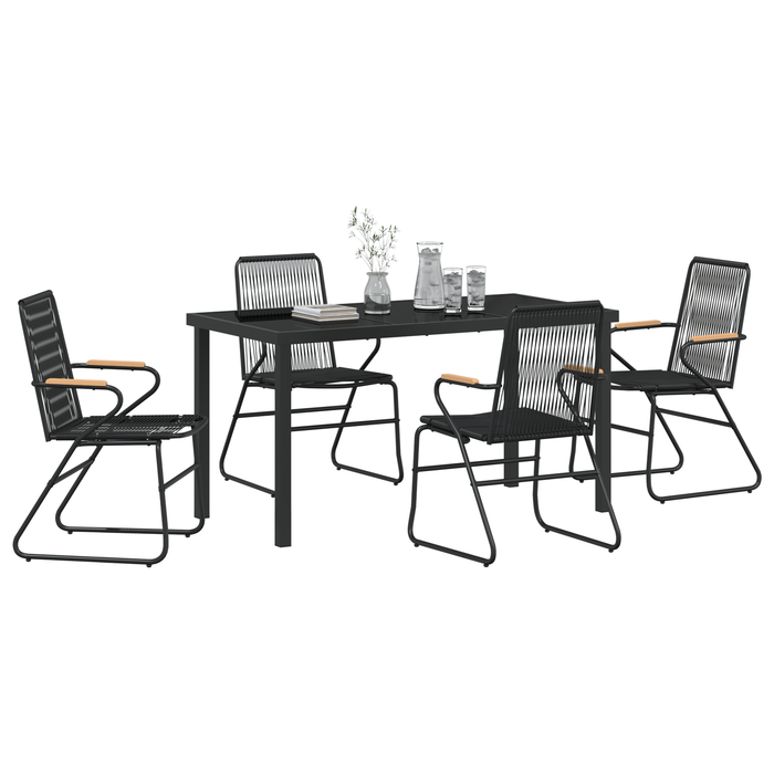 Set de mese de grădină 5 piese Negru Rattan PVC - WALTI WALTI