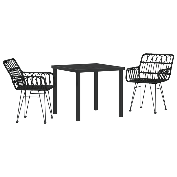 Set de dining de grădină 3 piese Negru Poliratan - WALTI WALTI