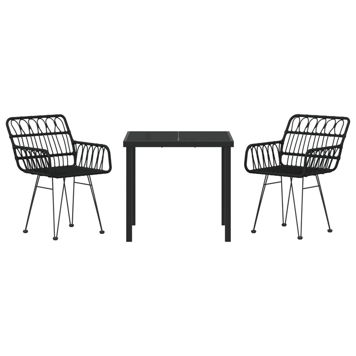 Set de dining de grădină 3 piese Negru Poliratan - WALTI WALTI