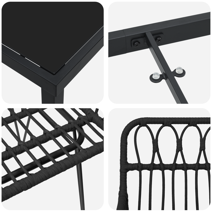 Set de Masă de Grădină 5 Piese Negru Poli Ratan - WALTI WALTI