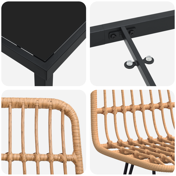 Set de dining pentru grădină 3 piese Brown Poly Rattan - WALTI WALTI