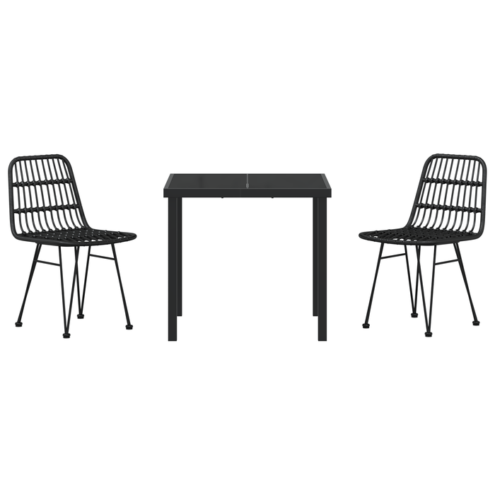 Set de Dining pentru Grădină 3 Piese Negru Poli Rattan - WALTI WALTI