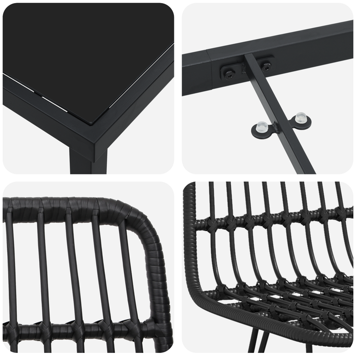 Set de Dining de Grădină 5 Piese Negru Poliratan - WALTI WALTI