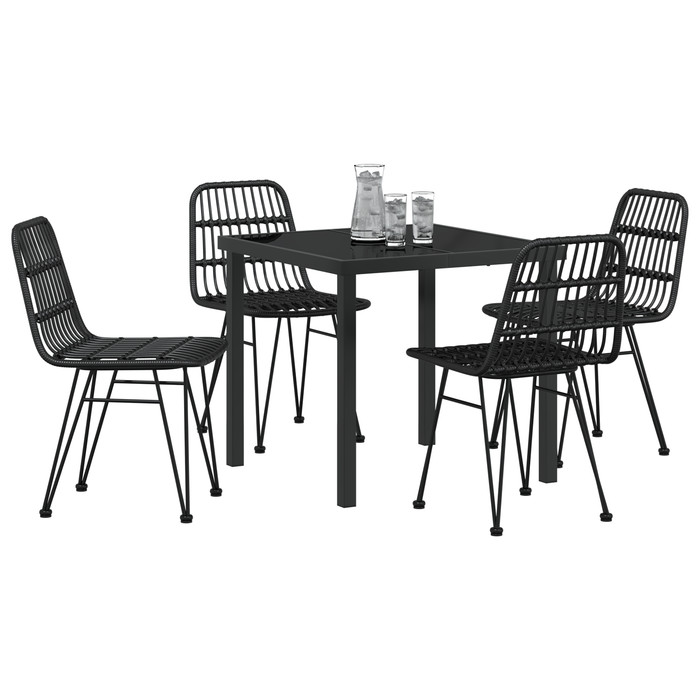 Set de Dining de Grădină 5 Piese Negru Poliratan - WALTI WALTI