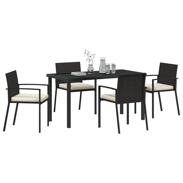 Set de dining pentru grădină 5 piese Negru Poliratan - WALTI WALTI