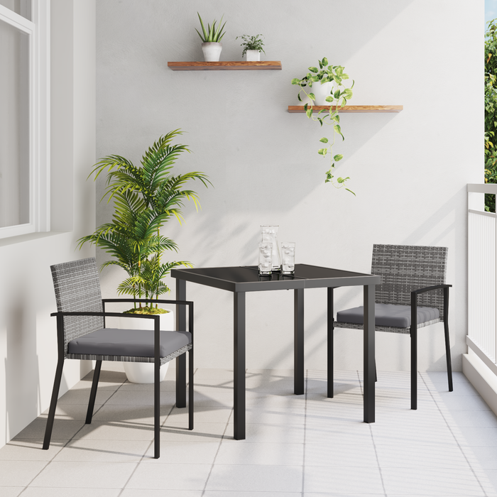 Set de dining pentru grădină 3 piese gri poliratan - WALTI WALTI