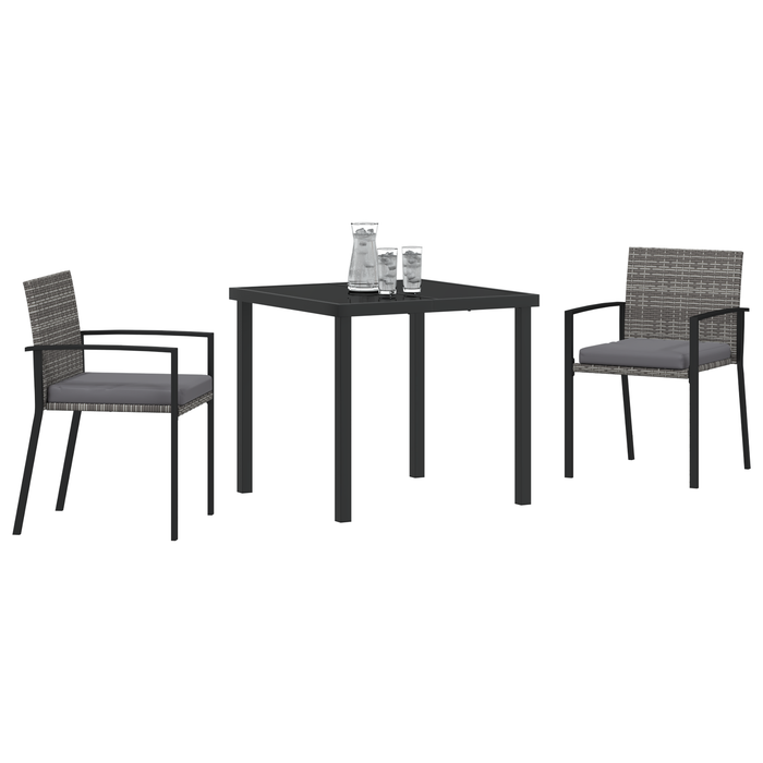 Set de dining pentru grădină 3 piese gri poliratan - WALTI WALTI