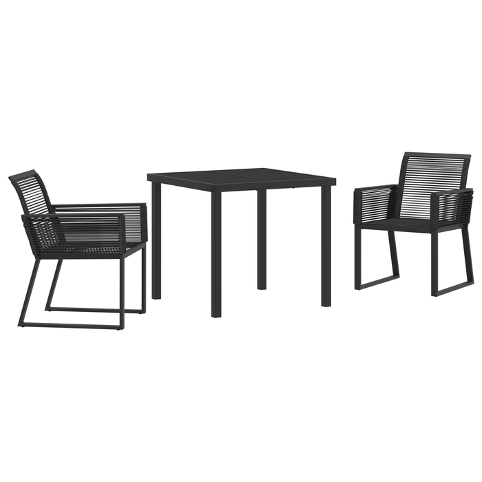 Set de Dining Grădină de 3 Piese Negru Ratan Polimer - WALTI WALTI