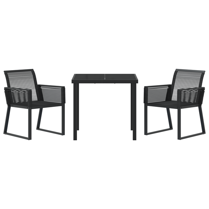 Set de Dining Grădină de 3 Piese Negru Ratan Polimer - WALTI WALTI
