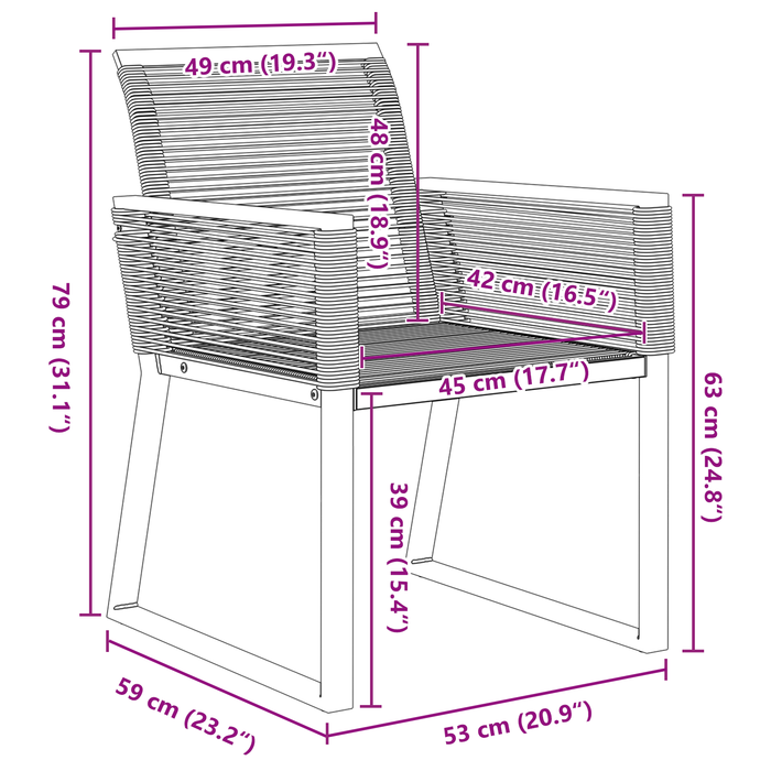 Set de Dining Grădină de 3 Piese Negru Ratan Polimer - WALTI WALTI