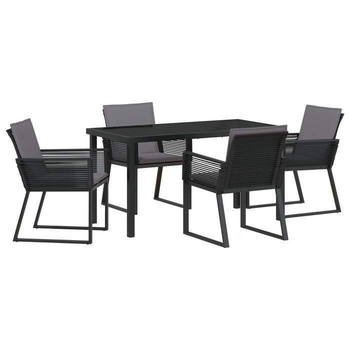 Set Dining Grădină 5 Piese cu Perne Negru Poliratan - WALTI WALTI