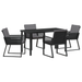 Set Dining Grădină 5 Piese cu Perne Negru Poliratan - WALTI WALTI