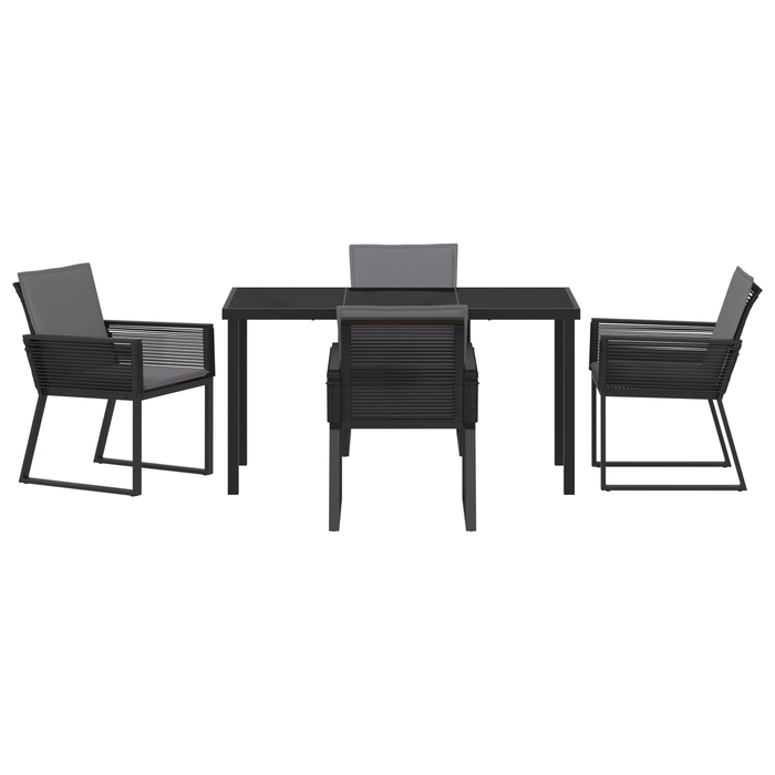 Set Dining Grădină 5 Piese cu Perne Negru Poliratan - WALTI WALTI