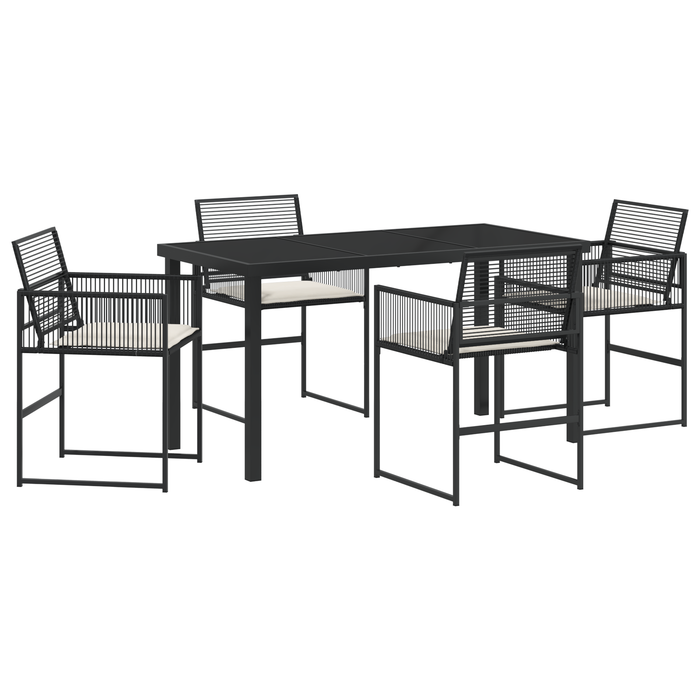 Set de dining de grădină 5 piese cu perne, Negru Poliratan - WALTI WALTI