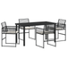 Set de dining de grădină 5 piese cu perne, Negru Poliratan - WALTI WALTI