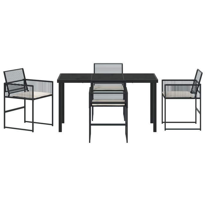 Set de dining de grădină 5 piese cu perne, Negru Poliratan - WALTI WALTI