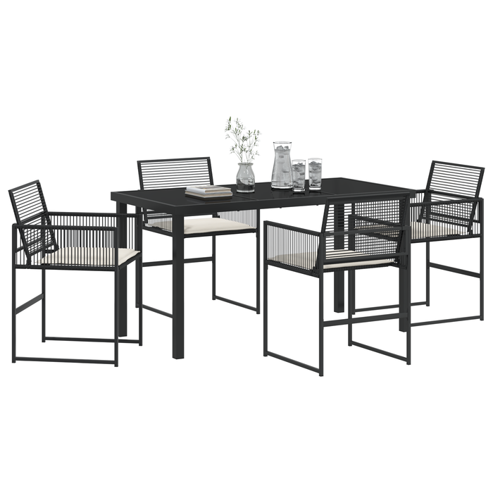 Set de dining de grădină 5 piese cu perne, Negru Poliratan - WALTI WALTI