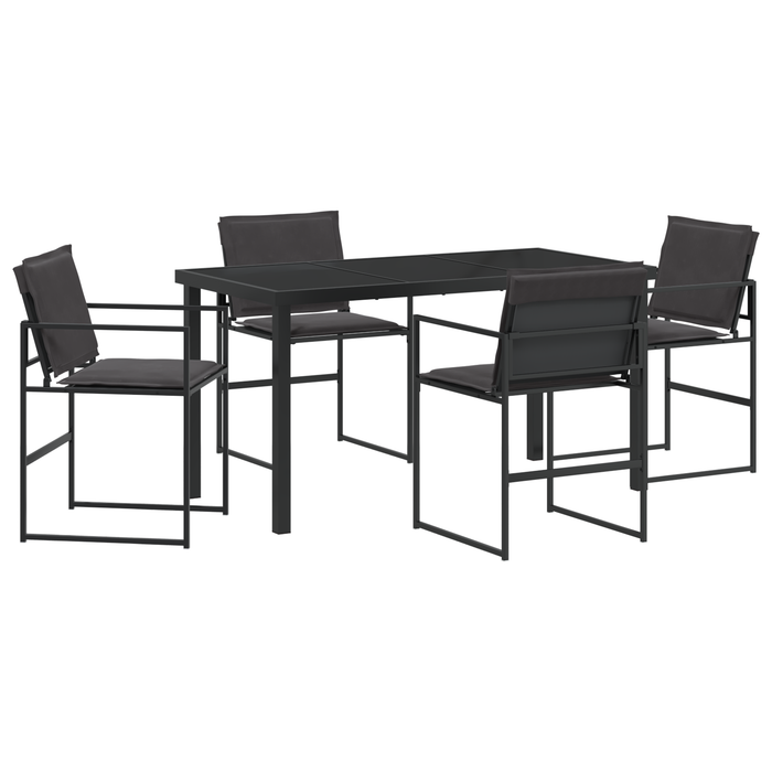 Set dining grădină 5 piese cu perne Negru Textilene și Oțel - WALTI WALTI