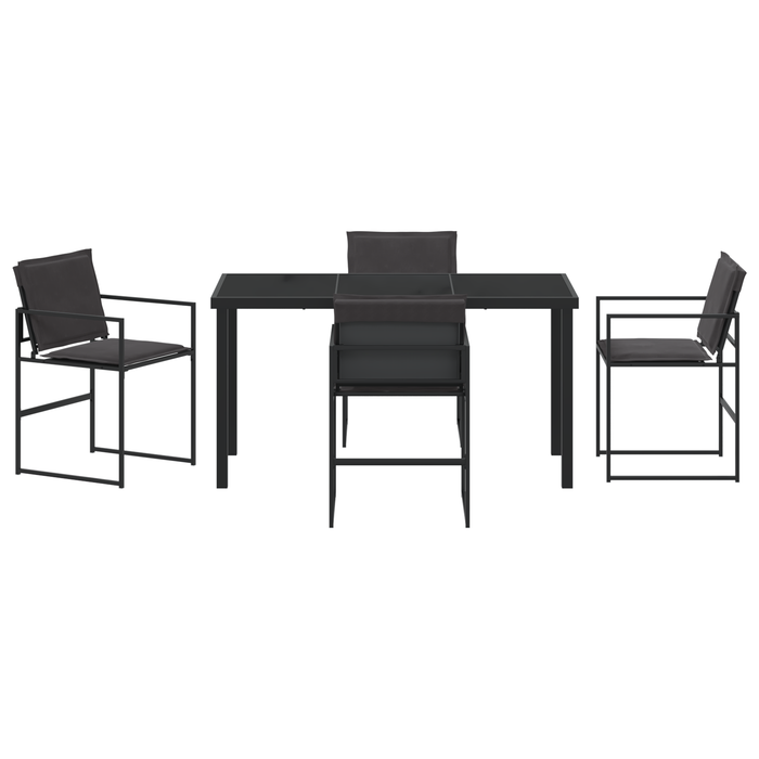 Set dining grădină 5 piese cu perne Negru Textilene și Oțel - WALTI WALTI