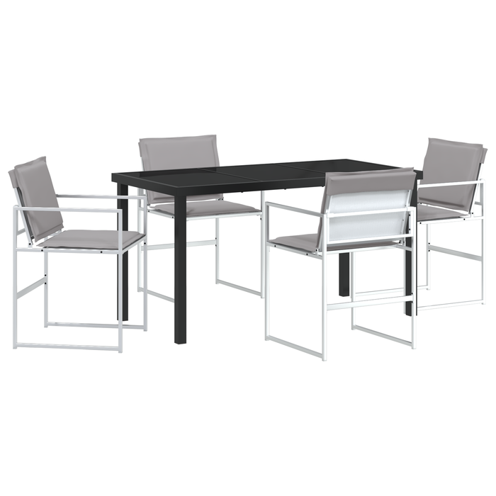 Set de dining pentru grădină 5 piese cu perne Alb Textilenă și oțel - WALTI WALTI