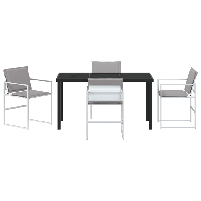 Set de dining pentru grădină 5 piese cu perne Alb Textilenă și oțel - WALTI WALTI