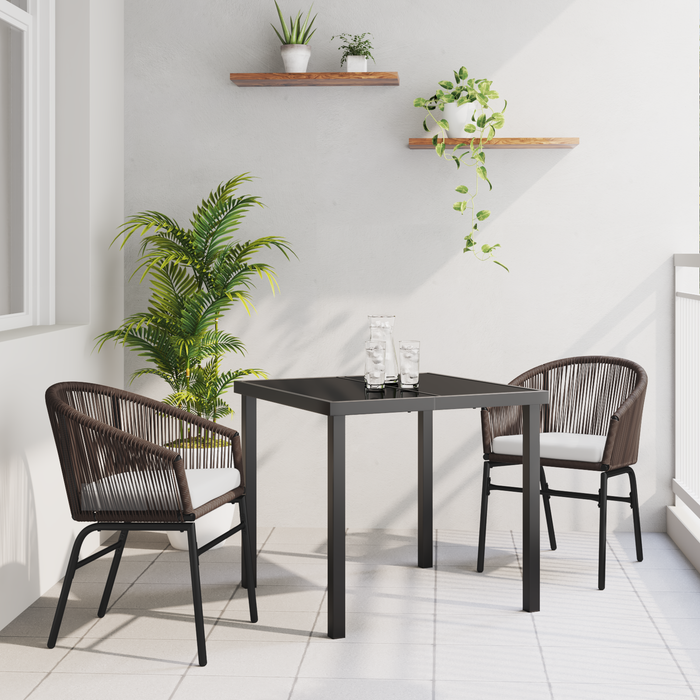 Set de dining de grădină 3 piese maro PE ratan - WALTI WALTI