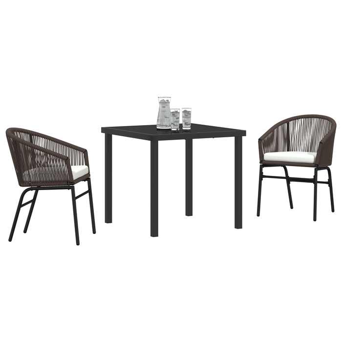 Set de dining de grădină 3 piese maro PE ratan - WALTI WALTI