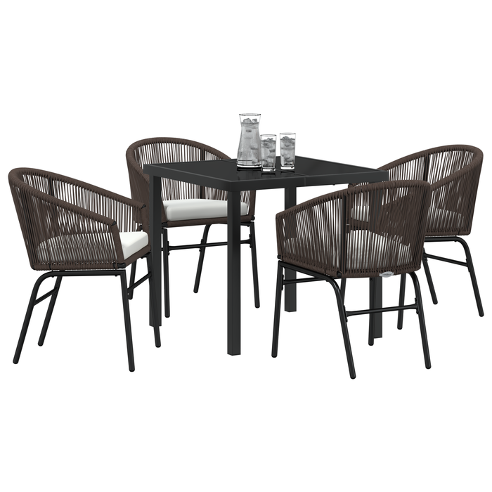 Set de Dining pentru Grădină 5 Piese Maro Poliratan - WALTI WALTI