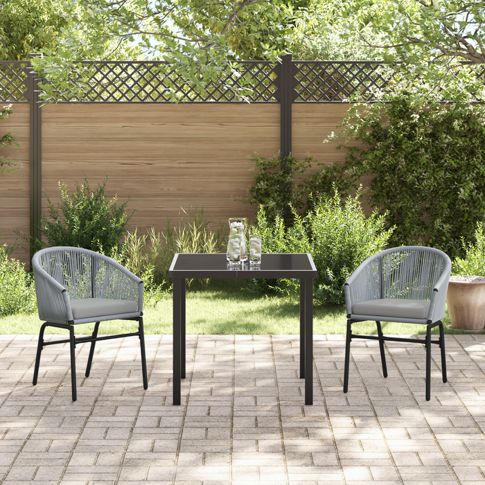 Set de Dining 3 Piese Gri Poliratan - WALTI WALTI