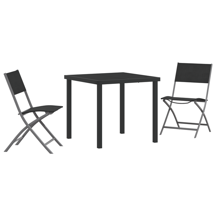 Set de dining de grădină 3 piese Negru Textilenă și Oțel - WALTI WALTI