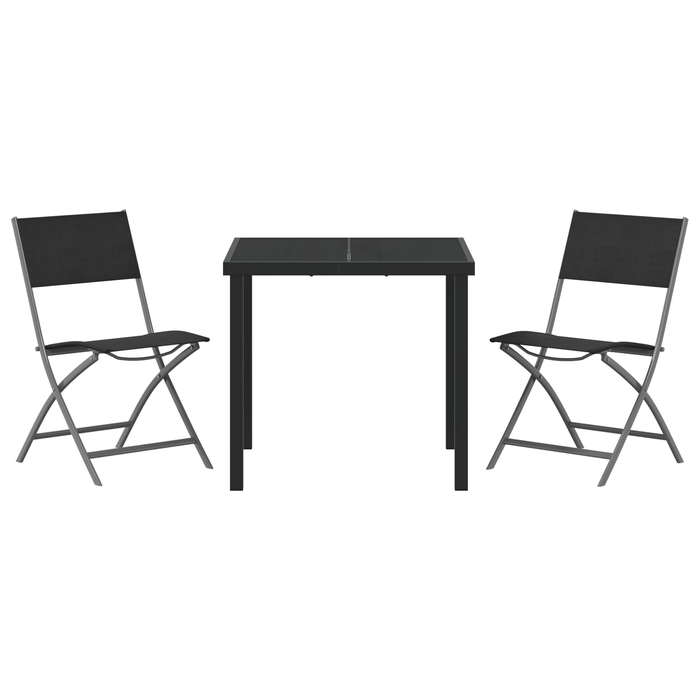 Set de dining de grădină 3 piese Negru Textilenă și Oțel - WALTI WALTI