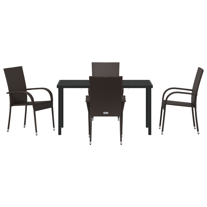 Set de Masă în Grădină de 5 Piese Maro din Rattan Artificiale - WALTI WALTI