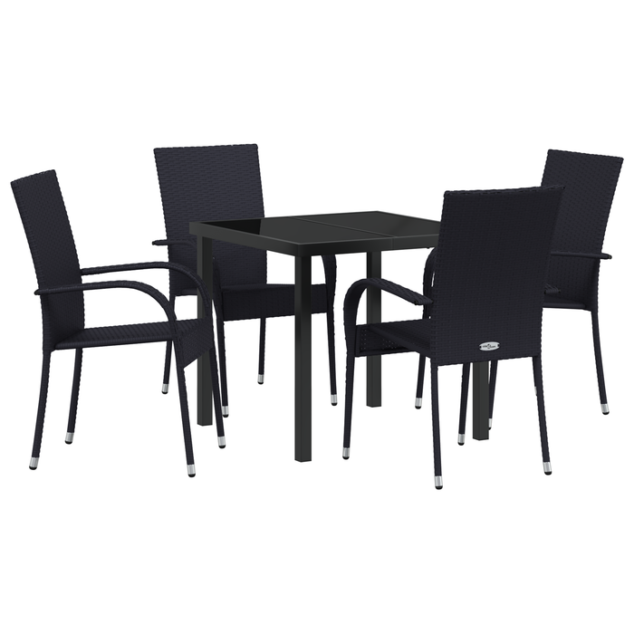 Set de dining de 5 piese pentru grădină Negru Poliratan - WALTI WALTI
