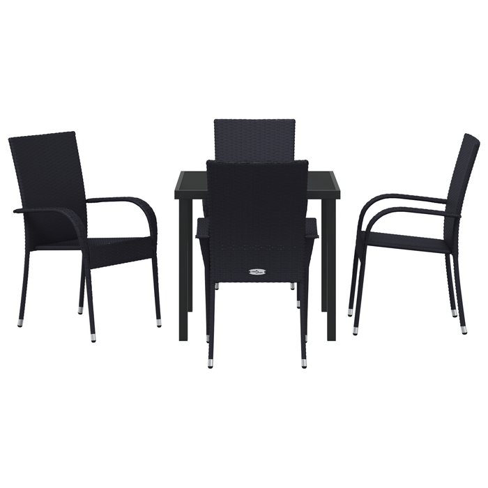 Set de dining de 5 piese pentru grădină Negru Poliratan - WALTI WALTI