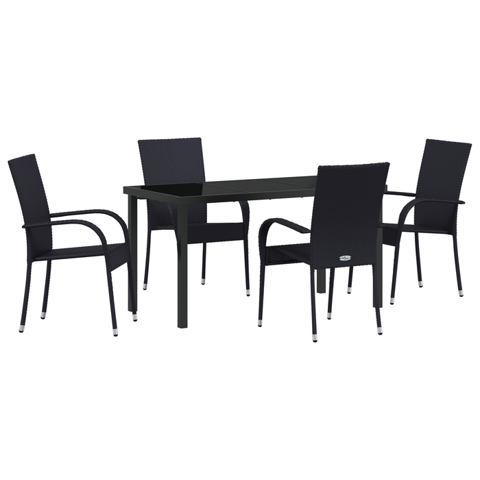 Set de dining pentru grădină , 5 piese, Negru, Poliratan - WALTI WALTI