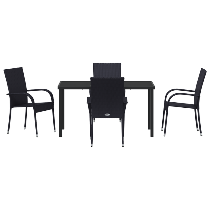 Set de dining pentru grădină , 5 piese, Negru, Poliratan - WALTI WALTI