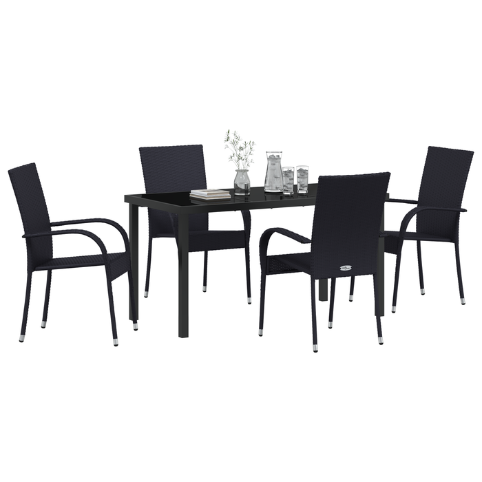 Set de dining pentru grădină , 5 piese, Negru, Poliratan - WALTI WALTI