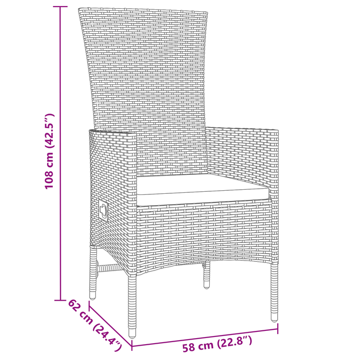 Set de Dining Pentru Grădină cu 3 Piese cu Perne Bej Poliratan - WALTI WALTI