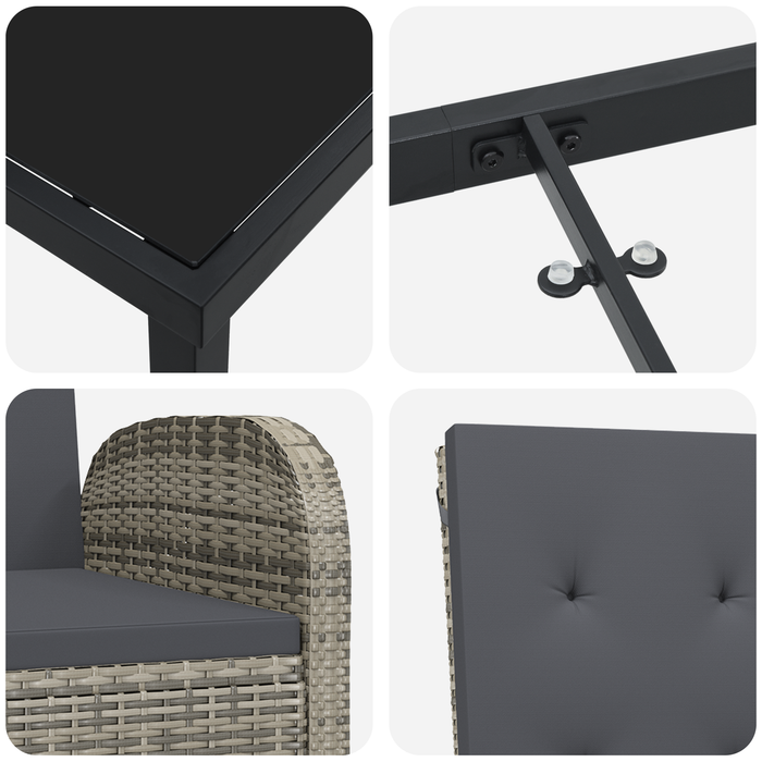 Set mobilier de grădină, 3 piese, cu perne, gri, poliratan - WALTI WALTI