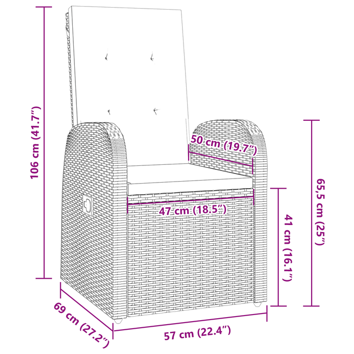 Set mobilier de grădină, 3 piese, cu perne, gri, poliratan - WALTI WALTI