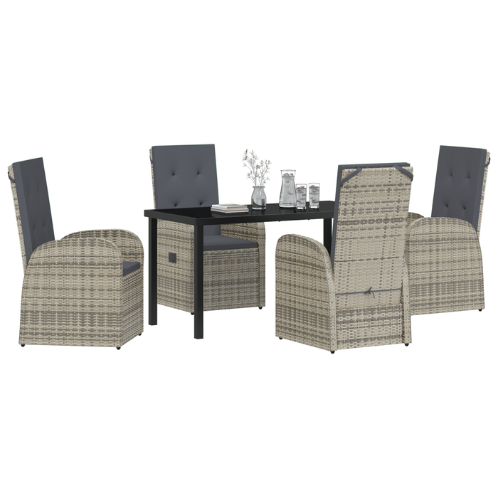 Set mobilier de grădină, 5 piese, cu perne, gri, poliratan - WALTI WALTI