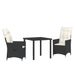 Set de dining pentru grădină , 3 piese cu perne, Negru, Poliratan - WALTI WALTI