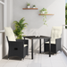 Set de dining pentru grădină , 3 piese cu perne, Negru, Poliratan - WALTI WALTI