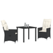 Set de dining pentru grădină , 3 piese cu perne, Negru, Poliratan - WALTI WALTI