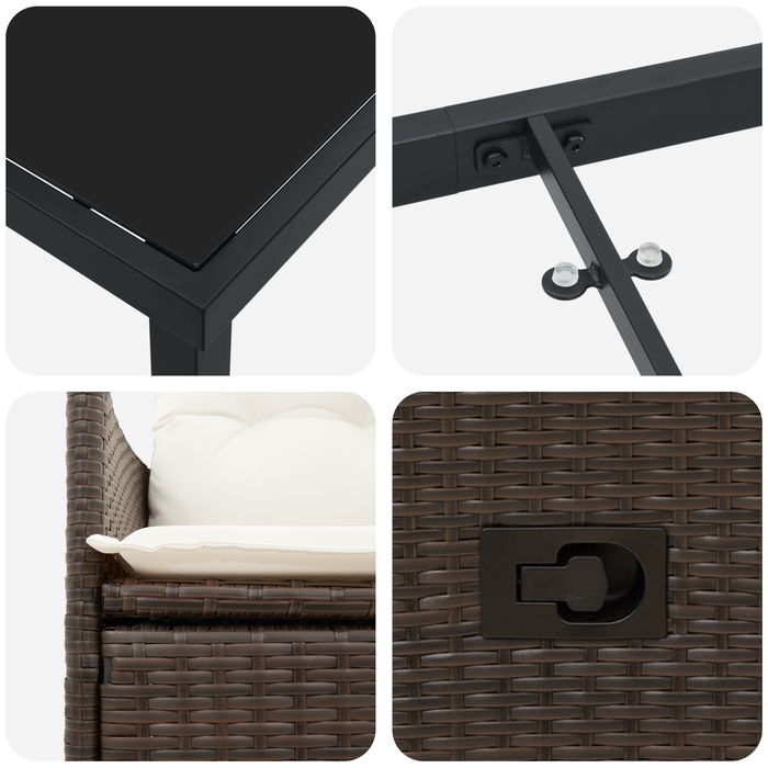 Set de dining de grădină cu perne maro din rattan poli - WALTI WALTI